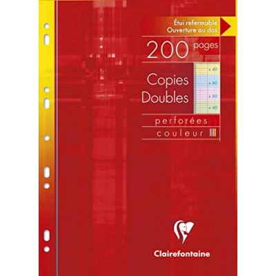 Imagen de Clairefontaine Ref 47111C Hojas de doble color (100 páginas) Tamaño A4, Séyès Rulings, perforadas, papel vitela cepillado 90 g/m², paquete resellable Colores surtidos