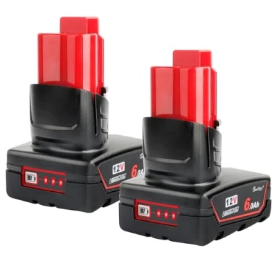 Imagen de 2X Waitley 12V 6.0Ah Batería para Milwaukee M12 48 11 2411 2420 2401 2402 Herramientas inalámbricas de 12 voltios