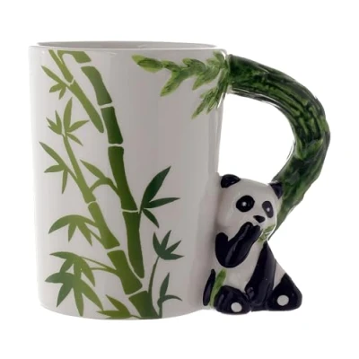 Imagen de Puckator SMUG27 Taza con asa de Panda, 8 x 12,5 10,5 cm, bambú, Negro, cm