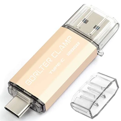 Imagen de 128GB Memoria USB de Tipo C, Unidad Flash 3.0 Doble Puerto, C OTG Memory Stick Pendrive para Smartphones, Tabletas y Computadoras (Dorado)