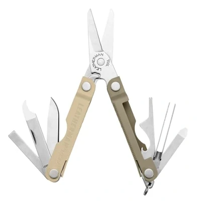 Imagen de Leatherman Micra Multiherramienta de acero inoxidable para su llavero, con tijeras muelle y otras 9 herramientas uso diario, Cappuccino