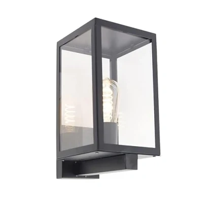 Imagen de Qazqa Aplique moderno rectangular negro vidrio IP44 ROTTERDAM/Rectangular/Alargada Adecuado para LED Max. 1 x 60 Watt