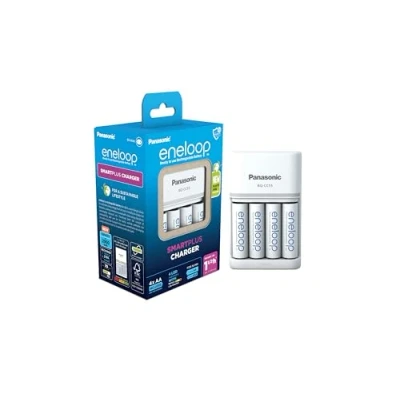 Imagen de eneloop SmartPlus Cargador, para 1 4 Pilas Recargables AA/AAA, 1.5h de Tiempo Carga, 10 Funciones Seguridad, AA (2000 mAh) Incluidas