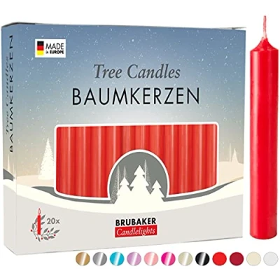 Imagen de BRUBAKER 20 Paquete de Cera para Velas Árbol Navidad Piramidales Rojo