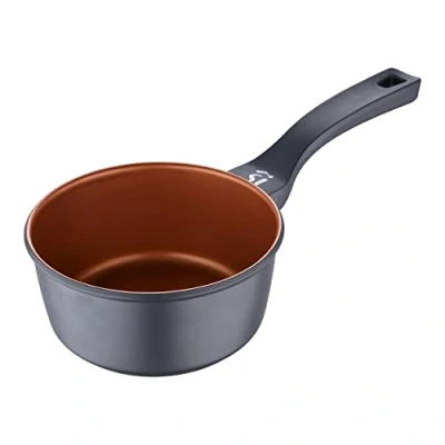Imagen de San Ignacio Bronze Cazo de Cocina 16 cm y 1,3L Antiadherente Fabricado Con Aluminio Fundido Mango Soft Touch Apto para Todo Tipo Cocinas