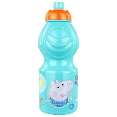 Imagen de p:os 30693 Botella para niños y niñas, aprox. 400 ml, con diseño de Peppa Pig cierre deportivo, plástico, sin BPA ni ftalatos