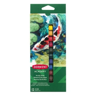 Imagen de DERWENT 2302401 Pack de 12 tubos pintura acrílica 12ml