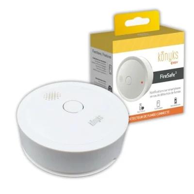 Imagen de Konyks Firesafe 2, Detector de Humo con conexión Wi FI, Notificaciones por Smartphone, Escenarios domóticos, No Requiere hub Autonomia 5 años.