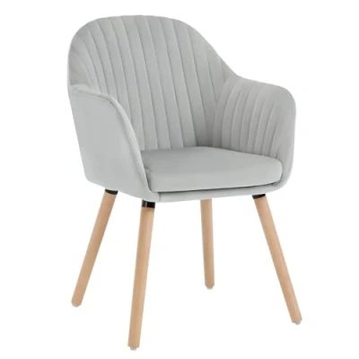 Imagen de WOLTU 1x Silla de Comedor Nordica Estilo Vintage Juego 1, Cocina Tapizada con Reposabrazos en Terciopelo, Estructura Madera Escritorio Gris Claro BH95hgr 1