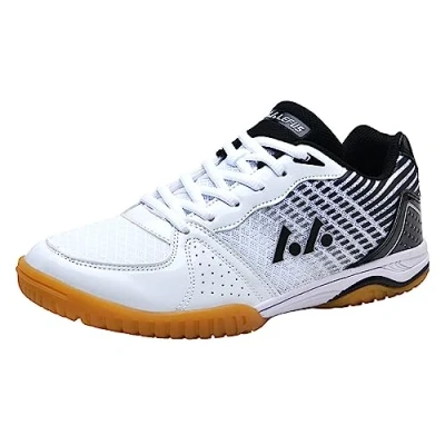 Imagen de JiuQing Zapatos De Tenis Mesa para Hombre Zapatillas Bádminton Ping Pong Entrenamiento Fitness Interiores Transpirables Fondo Suave,Negro,38 EU