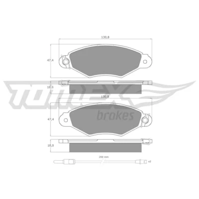 Imagen de TOMEX brakes TX 11 751 Juego de pastillas freno Eje delantero con contacto avisador desgaste accesorios RENAULT: Kangoo I, I Express