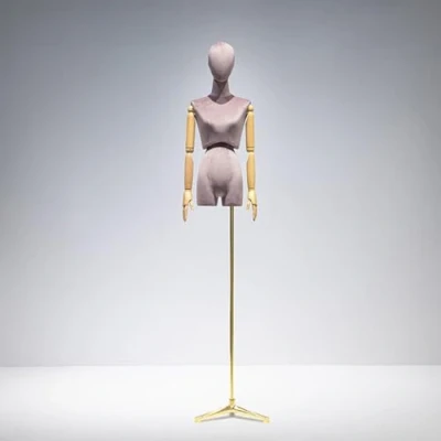 Imagen de Maniquí Femenino de Costura, Ajustable Busto Señora Maniquies Torso con Brazos Madera Cabeza Desmontable, para Exhibición Escaparate,Rosado,Golden Triangle