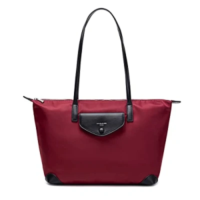 Imagen de David Jones Bolso Tote Nylon Mujer Shopper Nailon Impermeable de Mano Plegable Hombro Bandolera Gran Capacidad Totalizador Shopping Bag Viaje Playa Comprar Moda Rojo