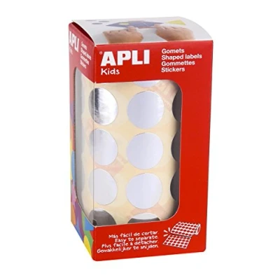 Imagen de APLI Kids 11633 Rollo de gomets redondos 20 mm, color plata