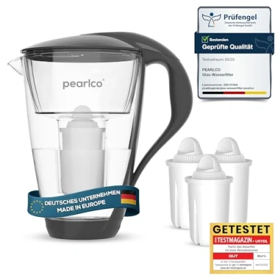 Imagen de PearlCo filtro de agua vidrio (antracita) con 3 cartuchos Universal Classic adecuado para Brita