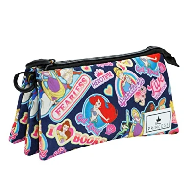 Imagen de Disney Princesas Fearless Estuche Portatodo Triple HS, Multicolor, 23 x 11 cm