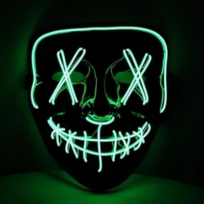 Imagen de Mascara Scream Ghostface Luz Neon Led 3 Modo Luz, Halloween La Purga V Vendetta, Niño Adulto Talla Unica (Verde Vendetta)