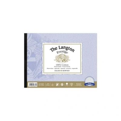 Imagen de Daler Rowney The Langton Prestige Rough Bloc de papel acuarela 300 g/m², 12 x 9 pulgadas, pegado en 1 cara, hojas blancas naturales, ideal para artistas profesionales y estudiantes
