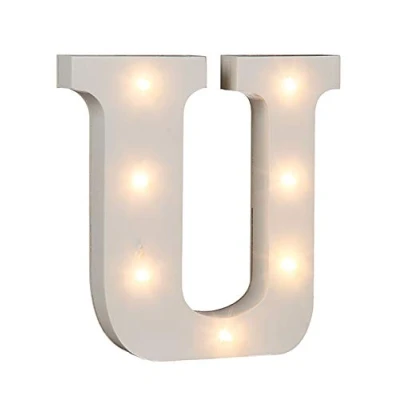 Imagen de Out of the blue 57/6094 Letra de madera «U», iluminada con 7 luces led, funciona pilas, aprox. 16 cm