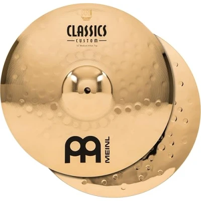 Imagen de Meinl Cymbals Classics Custom Brilliant Plato Hihat Medium de 14 pulgadas (35,56cm) Platillos Batería Pareja Bronce B12, Acabado Brillante (CC14MH B)