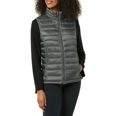 Imagen de Amazon Essentials Chaleco Plumífero Plegable y Ligero, Resistente al Agua Mujer, Carbón Mezcla, XS