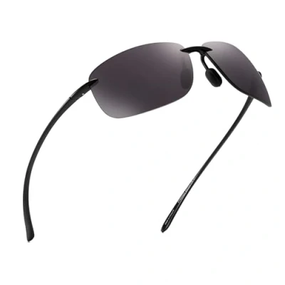Imagen de JIM HALO Gafas de Sol Deportivas Polarizadas para Hombres y Mujeres TR90 Marco Sin Montura Correr, Pescar, Andar en Bicicleta, Conducir Gris
