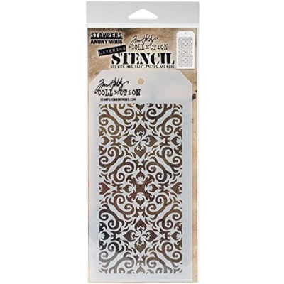 Imagen de Tim Holtz Flames Stencil, material sintético, 28,3 x 11,5 0,1 cm