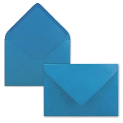 Imagen de FarbenFroh Sobres de color azul, 50 unidades, DIN C5, 22,0 x 15,4 cm, adhesivo en húmedo, sin ventana, tarjetas Navidad, felicitaciones