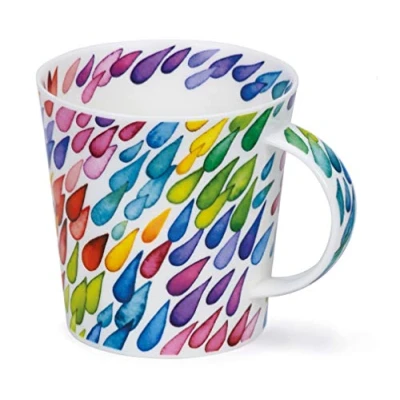 Imagen de Dunoon Taza de porcelana fina fabricada en Inglaterra, diseño gotas lluvia monzón, 480 ml, apta para lavavajillas (diagonal)