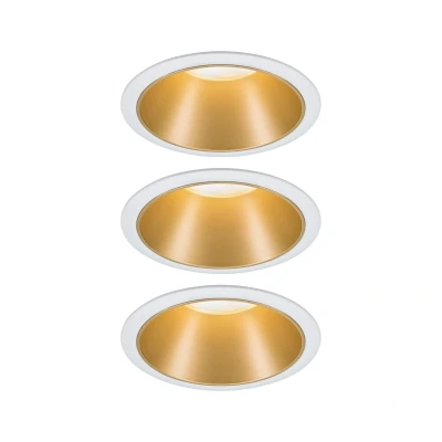 Imagen de Paulmann 93406 Luminaria empotrable LED Cole redonda incl. 3x6,5 W, foco regulable, blanco, oro mate, lámpara empotrable, plástico, aluminio zinc, de techo 2700 K