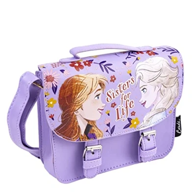 Imagen de Bolso de Frozen Cierre Solapa y Hebillas 18,5 x 16,5 5 cm Bandolera Estilo Cartera con Asa Regulable Producto Original Diseñado en España
