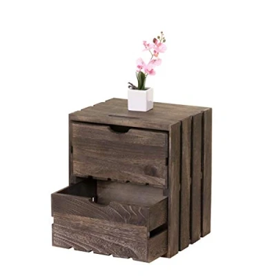 Imagen de Mendler Cómoda HWC de C62, cajón madera Cofre, Shabby Look Vintage, 2 cajones 36 x 32 26 cm