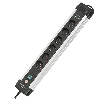 Imagen de Brennenstuhl 1391005516 Regleta de 6 enchufes universales con Cargador USB, Negro/Gris