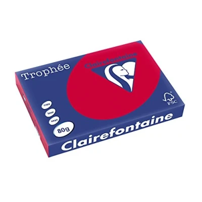 Imagen de Clairefontaine Trophée Resma de papel, 80 gr/m², 500 hojas, A3 (42 x 29.7 cm), color rojo grosella