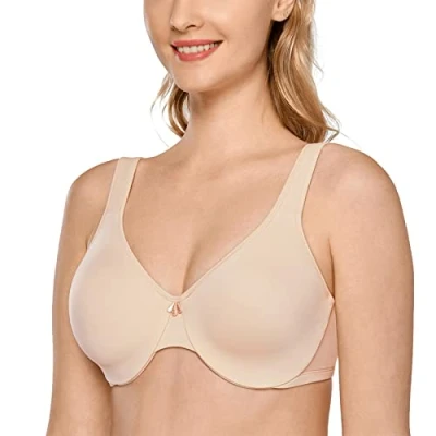 Imagen de DELIMIRA Sujetador Reductor con Aros Talla Grande Copa Completa para Mujer Beige 95B