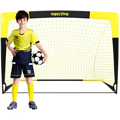 Imagen de Happy Jump Portería de Fútbol para Niños PlegablesPortería Red Jardín Entrenamiento Futbol Regalox1 (4&#039;x3&#039;, Negro + Amarillo)