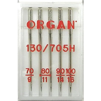 Imagen de 5 agujas Organ para máquinas de coser universales, surtido St. 70/80/90/100 (para sistema 130/705H) domésticas.