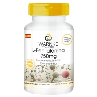 Imagen de L Fenilalanina 750mg Vegana Aminoácido 120 comprimidos Warnke Vitalstoffe Calidad de farmacia alemana