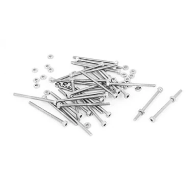 Imagen de sourcing map sourcingmap® M2x30mm de cabeza hexagonal acero inoxidable tornillos moleteados tuerca 30pzas Set
