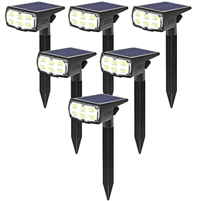 Imagen de GOLUMUP 36 LED Luces Solares para Exterior Jardin Focos Impermeable IP67 Lámparas Jardín, Patio, Calzada, Piscina y Camping Blanco Frío (6 Piezas)