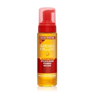 Imagen de Creme of Nature Foaming Mousse, Espuma Líquida para Rizos, con Aceite de Árgan, Hidrata, Define y Estiliza el Cabello, Previene Encrespamiento, Pelo Rizado u Ondulado 207 ml