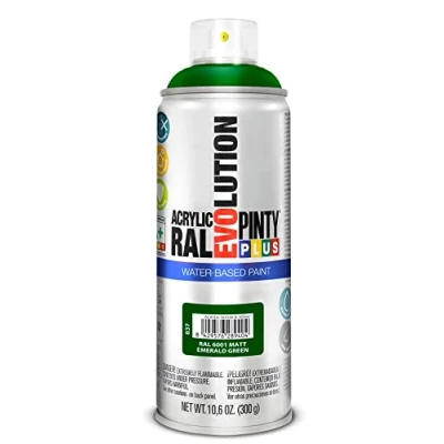 Imagen de PINTY PLUS Pintura en spray EVOLUTION WATER BASED 520cc RAL 6001 Matt Emerald Green