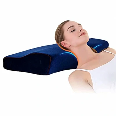 Imagen de HGTRH Almohada Cervical Latex Natural, Viscoelastica Antiacaros Antiácaros, Antialérgica Y Transpirable Cama Ideal para Dolores De Cuello Forro Antibacteriano Extraíble Lavable