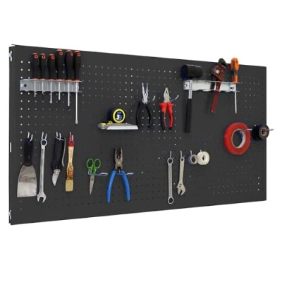 Imagen de Simon Rack Panel Herramientas Pared, Organizador Herramientas, Incluye 14 Ganchos y 3 Soportes, 900x600 mm, Antracita Simonwork