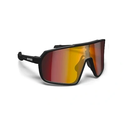 Imagen de BERTONI Gafas Deportivas Ciclismo MTB Running para Hombre y Mujer en TR90 Lente Ancha Antivaho 100% Protección UV mod. GEMINI (Negro Mate/Negro Brillante Roja Dorada Espejada)
