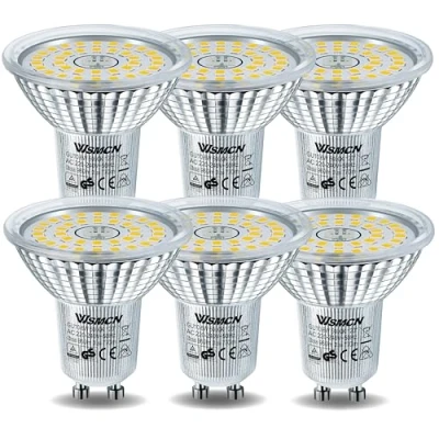 Imagen de WSMCN Bombillas LED GU10, No Regulable, Blanco Frío 5000K 770 Lúmenes,6W Equivalente100W PAR16 Halógena, AC 230V, Sin Parpadeos Eficiencia Energética Foco, Ángulo de haz 120 , Paquete 6
