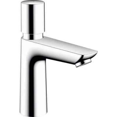 Imagen de hansgrohe 71719000 Talis E Grifo Mezclador de Lavabo (110 mm Altura, Cierre automático, fría o premezclada, Ahorro Agua, sin desagüe, Cromado), Cromo