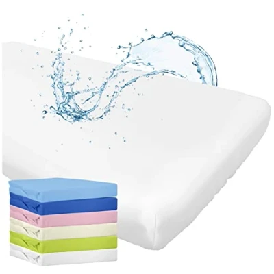 Imagen de WhizProducts Sábana bajera con protector de colchón integrado, 60 x 120 cm, color blanco