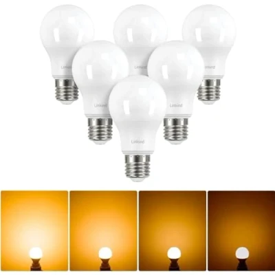 Imagen de Linkind Bombilla LED E27 Regulable, Blanco Cálido 2700k, 9W Equivalente a 60W 806LM, Clásica Edison con Casquillo Gordo Estándar E27, Bajo Consumo, Lot de 6