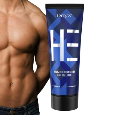 Imagen de Onyx HE Solarium Crema para Hombres Acelerador del Bronceado y Loción Bronceadora con Complejo Bronceador Muscular Hidratante Protectora Solar Color